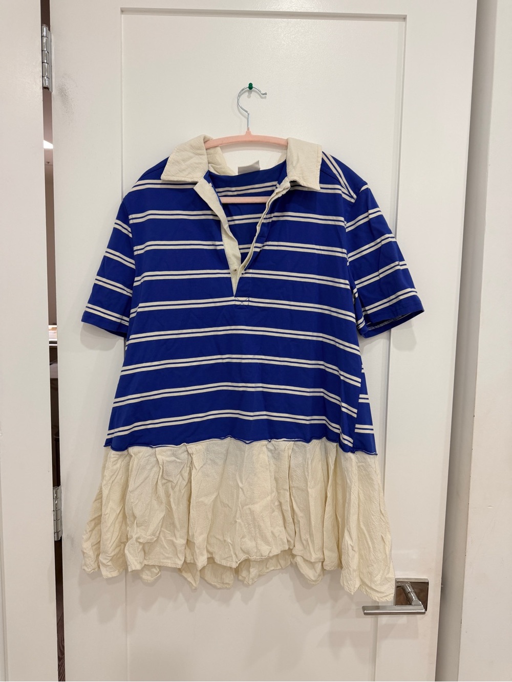 Blue striped polo T-shirt dress